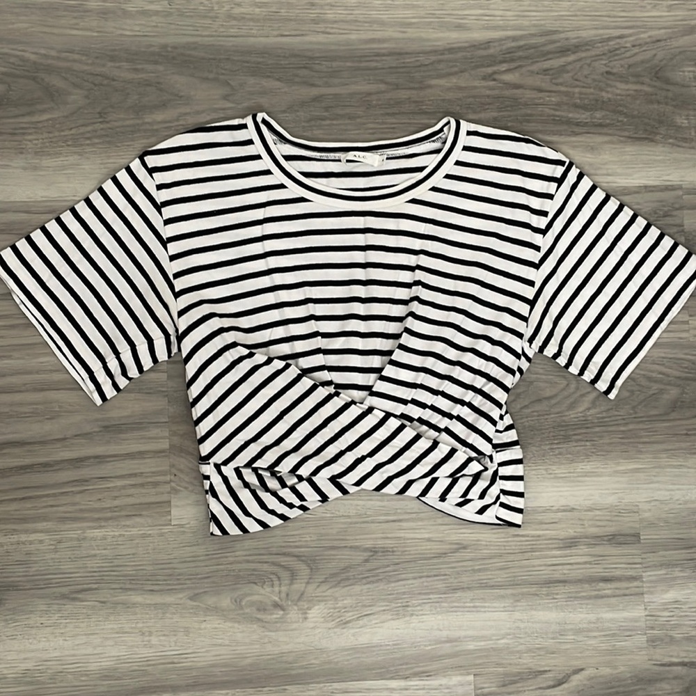 ALC cropped stripped knot front tee